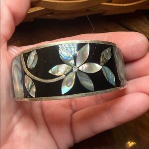 Mexican Silver Floral Cuff Bracelet